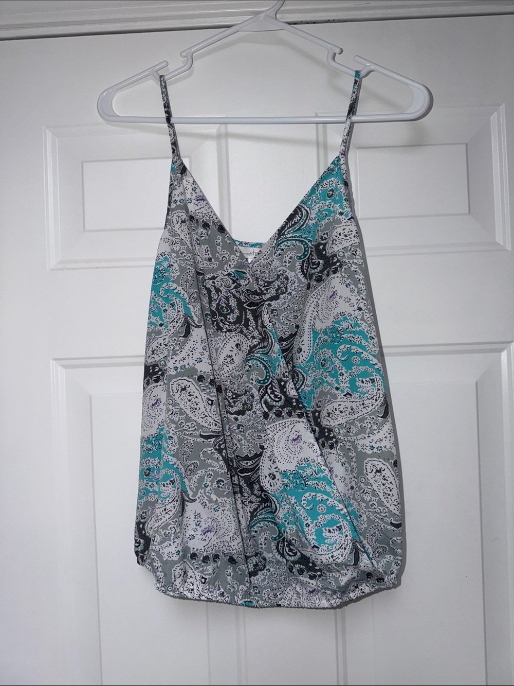 Charming Charlie Teal and Gray Paisley Spaghetti Strap Tank